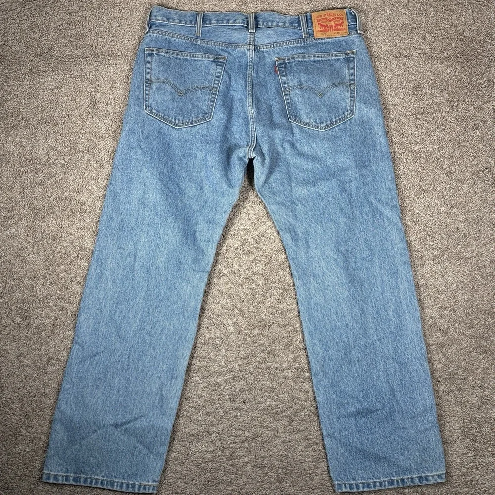 Levis Jeans Mens 38x29 Blue 505 Denim Pants Washed Out Regular Straight Workwear